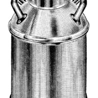 vintage milk can clip art, old fashioned milk container, antique catalogue ad, black and white clipart, gem pattern milk can image