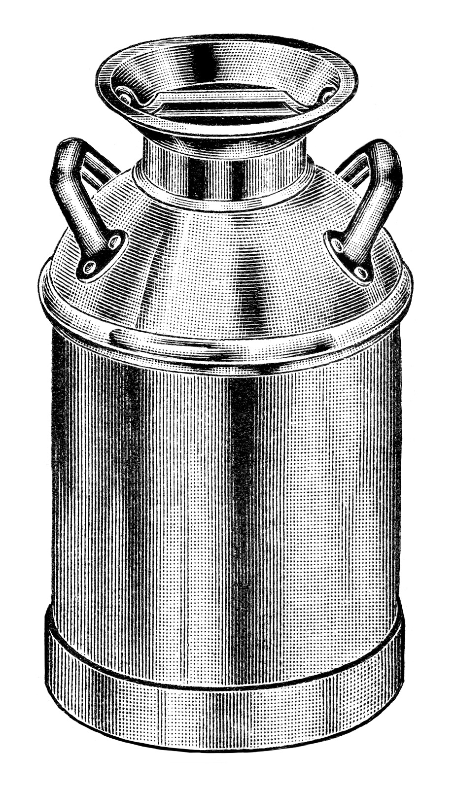 vintage milk can clip art, old fashioned milk container, antique catalogue ad, black and white clipart, gem pattern milk can image