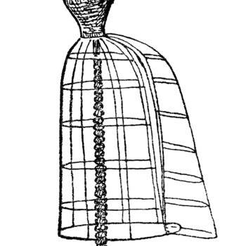 mrs beeton dress stand, victorian dress form image, vintage sewing clip art, black and white clipart, wire dress form illustration
