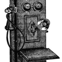 antique telephone clip art, black and white clipart, old phone illustration, old fashioned telephone image, old catalog phone listing
