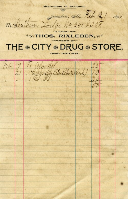 Free vintage clip art ledger account page invoice City Drug Store