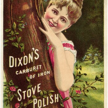 Victorian trading card, Dixon's stove polish ad, free vintage ephemera digital, old fashioned advertising card, Victorian lady image
