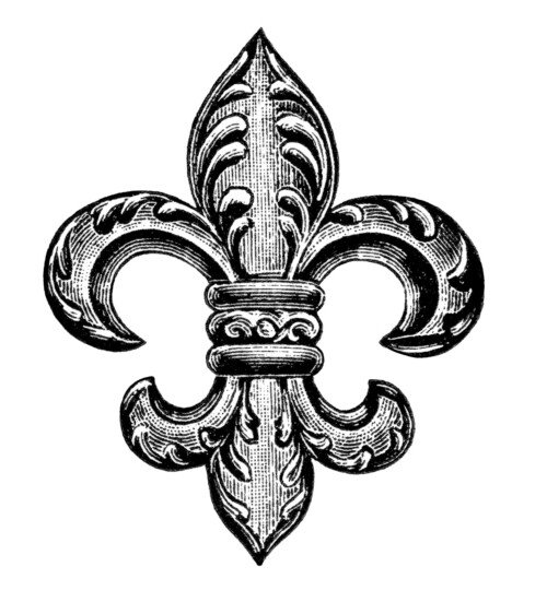Victorian jewelry clipart, antique jewellery image, fleur de lis graphics, black and white clip art, old fashioned brooch illustration