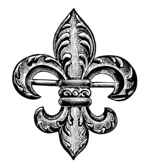 Victorian jewelry clipart, antique jewellery image, fleur de lis graphics, black and white clip art, old fashioned brooch illustration