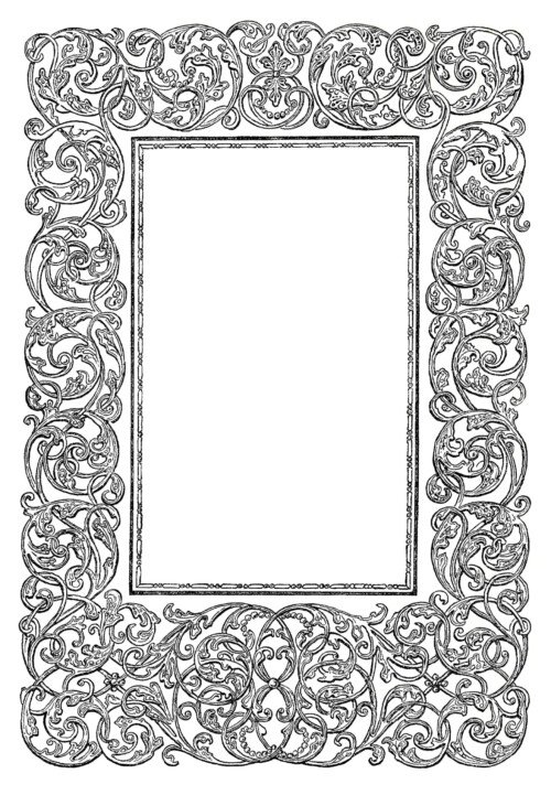 ornamental frame clip art, swirly vintage design, black and white clipart, fancy antique swirl, free digital download graphics