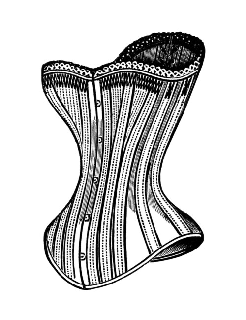 black and white clip art, free steampunk graphics, victorian corset image, vintage corset clipart, edwardian fashion illustration