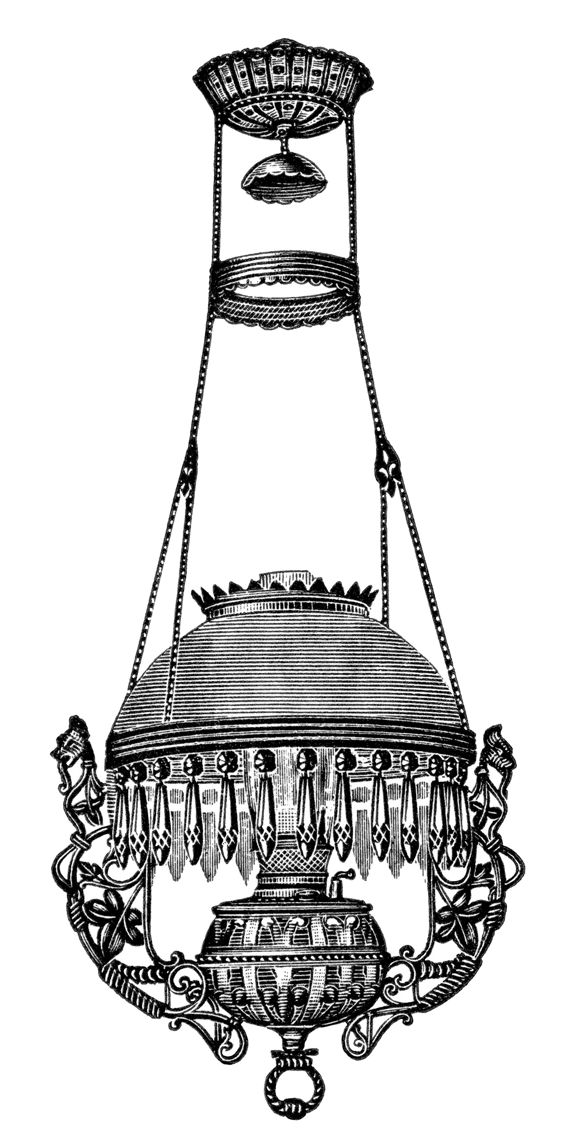 Victorian chandelier image, vintage lamp clip art, black and white clipart, free vintage image, digital lamp graphics, extension hanging lamp illustration