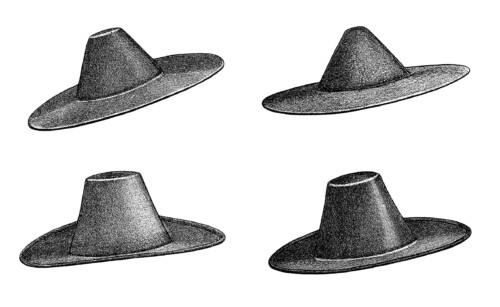 victorian felt hat image, vintage hat clipart, pilgrim hat illustration, black and white free clip art, old fashioned hat
