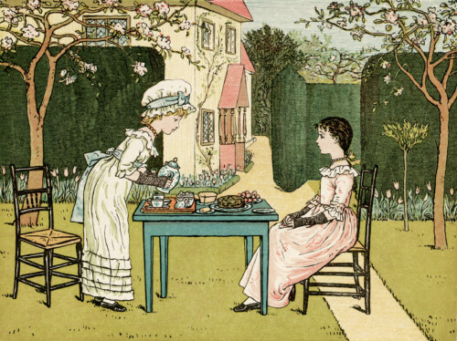 Kate Greenaway Tea Party Illustration The Old Design Shop