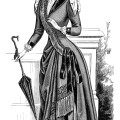 Victorian lady clipart, black and white clip art, Edwardian fashion image, antique dress illustration, ladies costume 1889