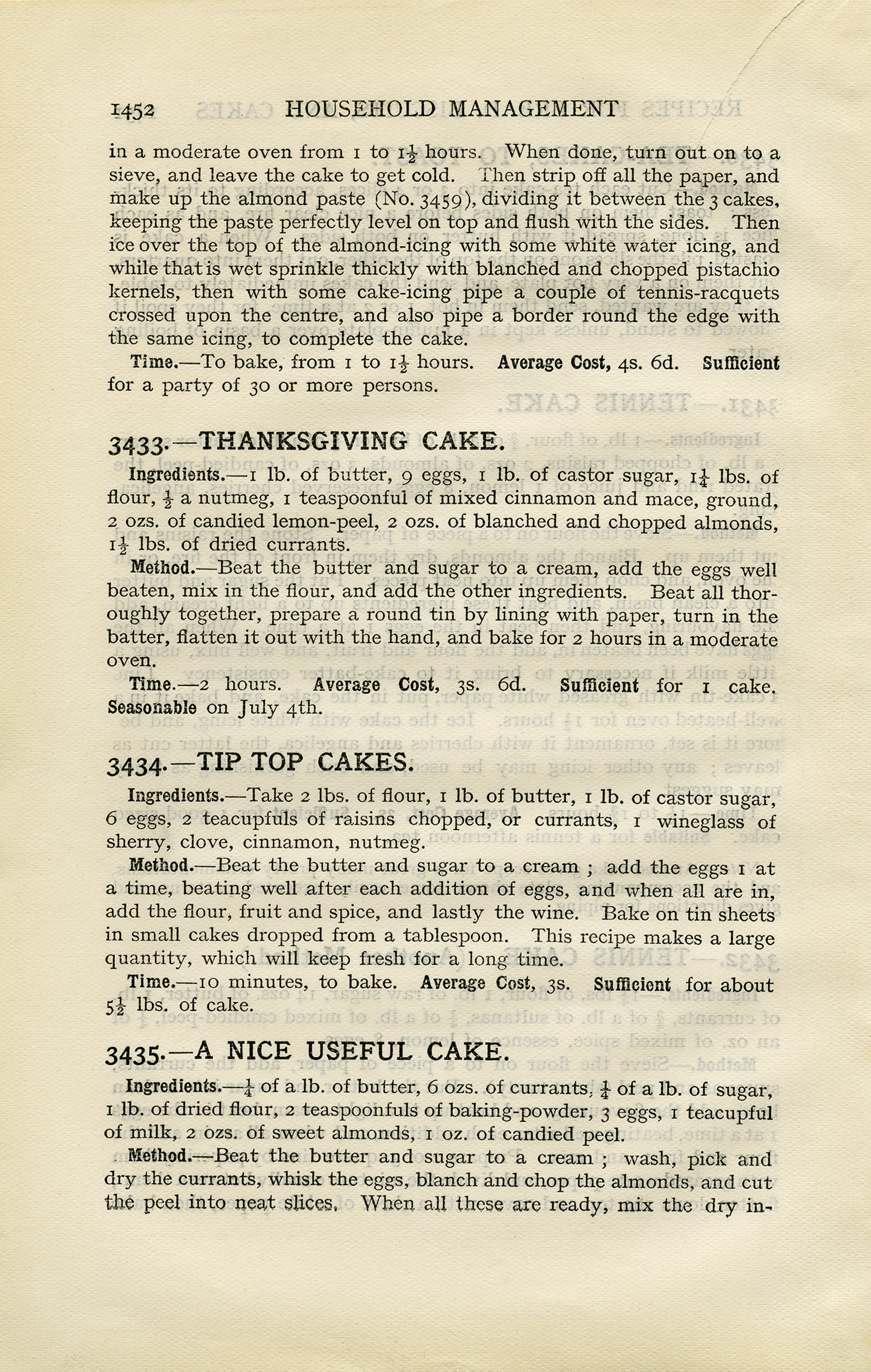 Thanksgiving cake, old cookbook page, free vintage ephemera, mrs beeton cake recipe, vintage kitchen clipart