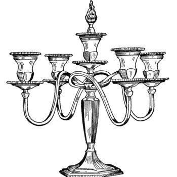 vintage candelabra clip art, black and white clipart, antique candle holder, old style candelabra printable