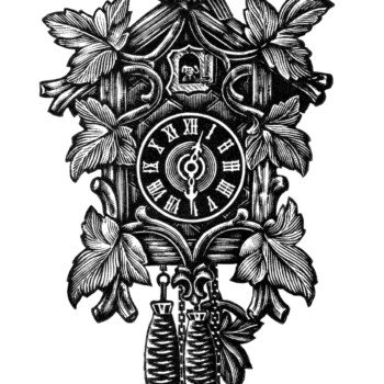 vintage clock clip art, black and white clipart, cuckoo clock image, antique clock graphic, free clock download