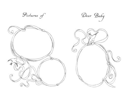 vintage baby clipart, black and white clip art, ribbon frame sketch, printable frame image, baby book illustration