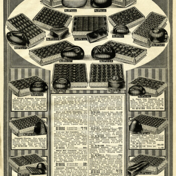 vintage food clipart, box of chocolate clip art, printable catalogue page, sears roebuck 1916, old fashioned candy image