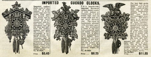 vintage clock clip art, free black and white clipart, antique German clock image, old catalog page