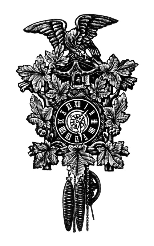 vintage clock clip art, free black and white clipart, antique German clock image, old catalog page