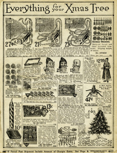 vintage christmas printable, old catalogue page, antique holiday decorating image, old fashioned christmas decoration, 1916 sears xmas
