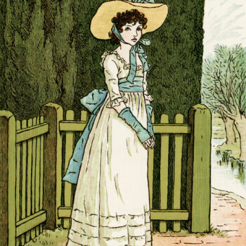 kate greenaway, marigold garden, vintage storybook clipart, susan blue poem illustration, Victorian girl clip art