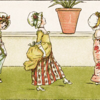kate greenaway, marigold garden, tip a toe poem, victorian girl clip art, vintage printabe storybook image
