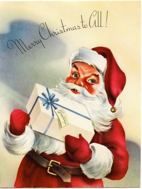 vintage santa clip art, old fashioned christmas card, retro christmas graphic, old fashioned santa printable, santa in sleigh image