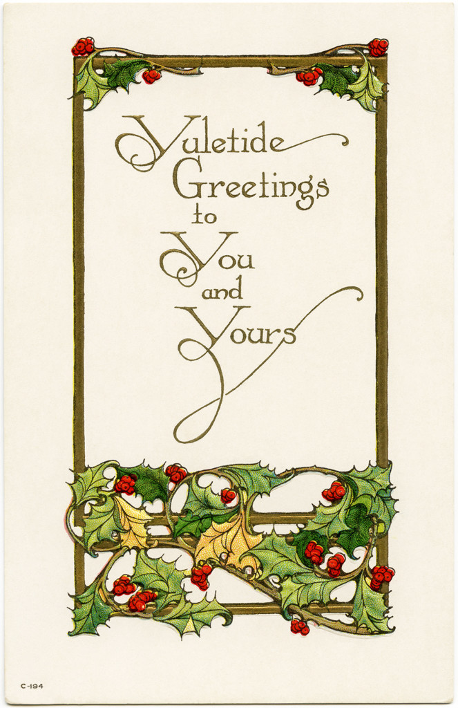 Vintage Yuletide Greetings Christmas Postcard ~ Free Download - The Old Design Shop