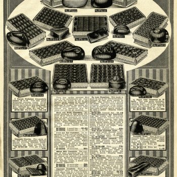 vintage food clipart, box of chocolate clip art, printable catalogue page, sears roebuck 1916, old fashioned candy image