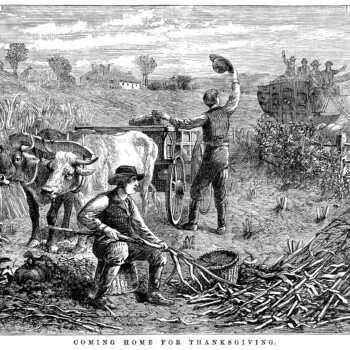 coming home for Thanksgiving, black and white clip art, free vintage graphic, public domain illustration, men working in field image