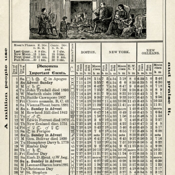 digital vintage ephemera, herricks almanac dec 1906, old book page, shabby paper graphic