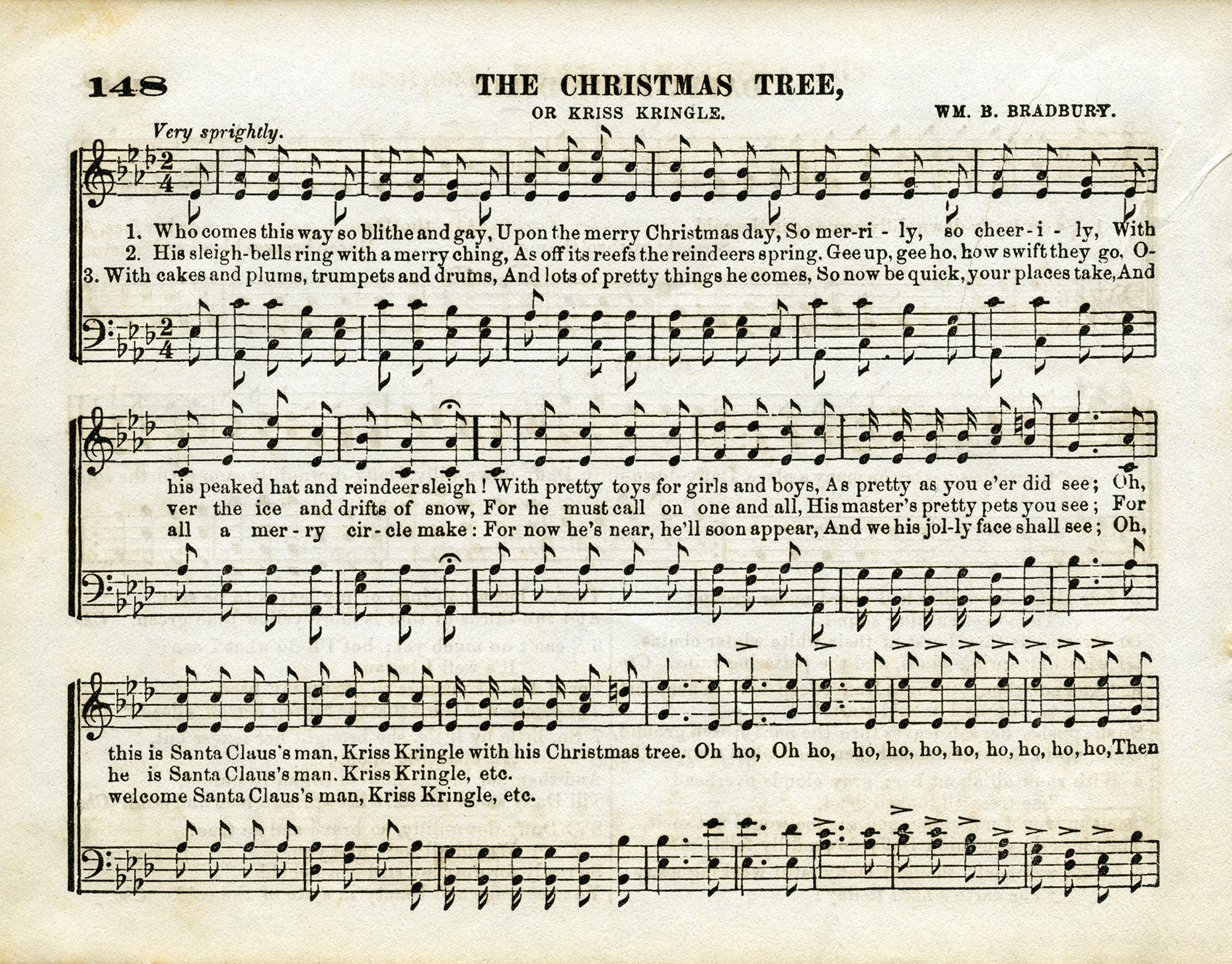 vintage sheet music, aged music page, old christmas song, christmas tree, printable holiday music