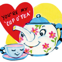 clipart valentine, free retro valentine, public domain valentine, tea valentine, teapot teacup clip art