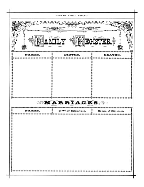 antique family register, genealogy form, family history form, black and white clip art, vintage family clipart