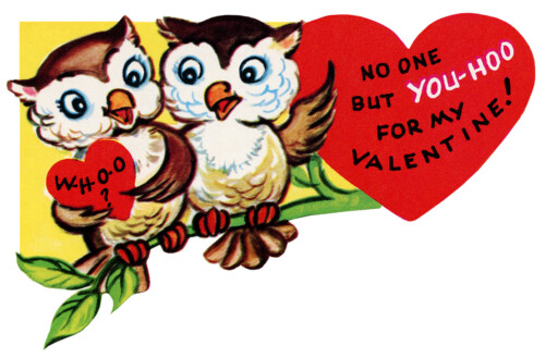 clipart valentine, free retro valentine, public domain valentine, owls clip art, vintage valentine