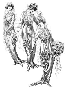 vintage bride, antique bridal gown, old fashioned wedding printable, victorian bride image, digital magazine page