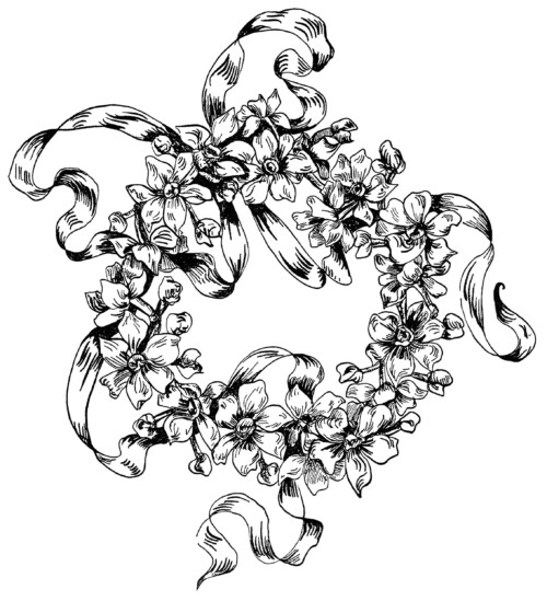 flower design illustration, black and white clipart, ornamental clip art, vintage flower drawing, floral embroidery pattern