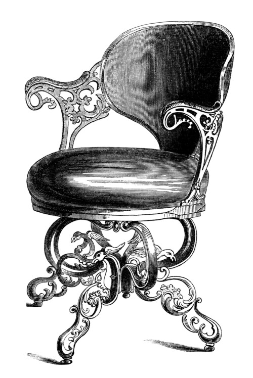 antique music chair, swivel music seat, black and white clip art, vintage chair engraving, old fashioned chair clipart