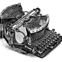 vintage typewriter clipart, black and white clip art, antique typewriter, williams typewriter advertisement, old magazine ad