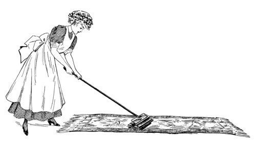 vintage cleaning lady clip art, woman dusting, woman vacuuming, black and white clipart, ladies cleaning house printable