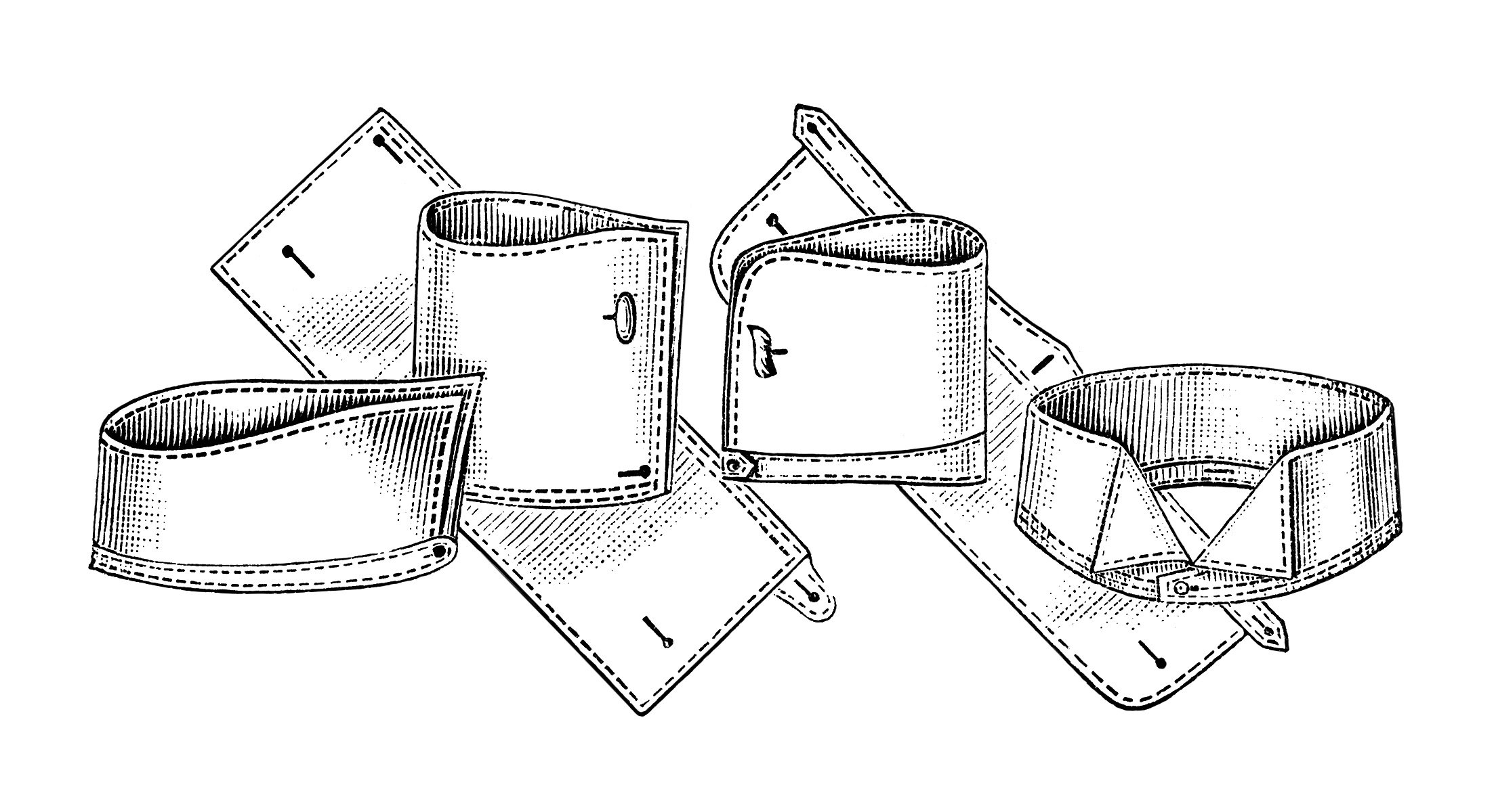 black and white clip art, vintage sewing clipart, collars and cuffs, vintage clothing for men, free digital printable