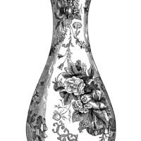 black and white clip art, free vintage image, floral vase, vase engraving, victorian vase clip art, old fashioned vase