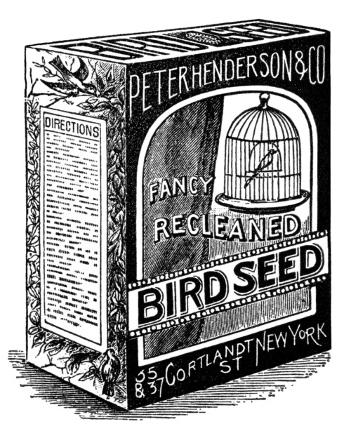 vintage bird clipart, black and white graphics, bird seed image, old advertising, vintage ephemera