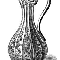vintage jug clipart, old fashioned pitcher, black and white clipart, victorian pouring pitcher, floral engraved jug, antique jug illustration