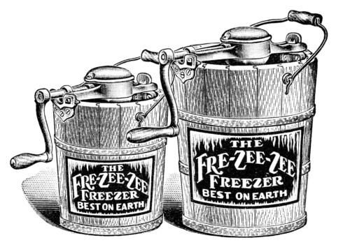 antique ice cream maker, old fashioned ice cream, black and white clipart, vintage advertising, vintage food clipart