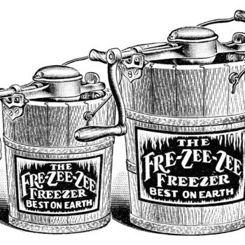 antique ice cream maker, old fashioned ice cream, black and white clipart, vintage advertising, vintage food clipart