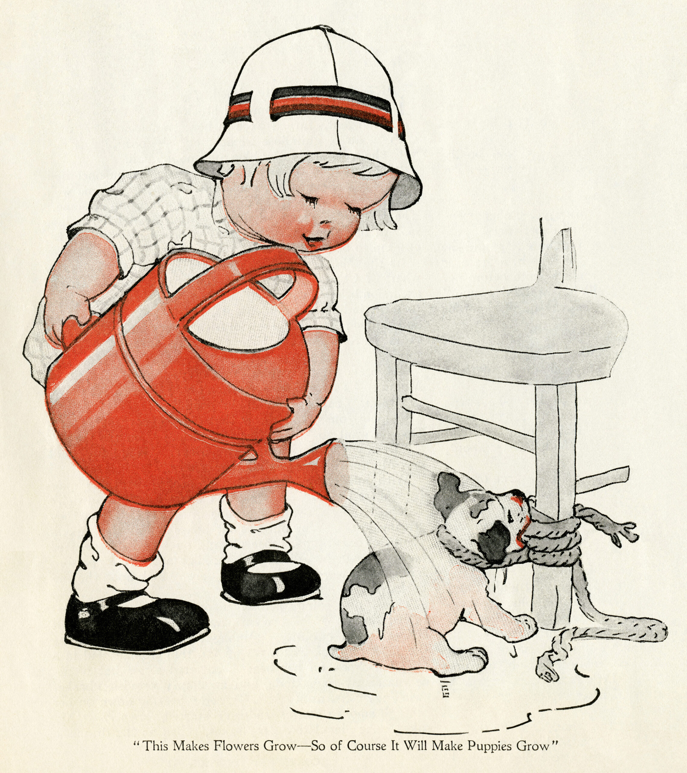 charles twelvetrees, free vintage clipart, watering the pup, vintage child clip art, twelvetrees boy, make puppies grow