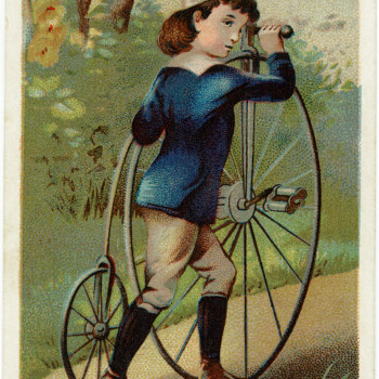 Victorian trade card, vintage advertising card, boy bike clipart, free vintage ephemera, old fashioned bicycle, Lautz soaps advertising