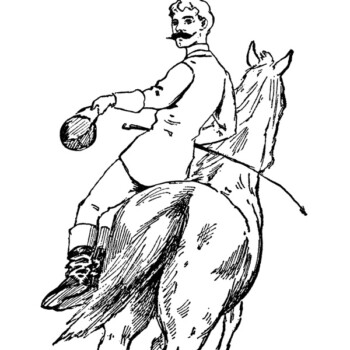 free vintage clip art horse and rider illustration
