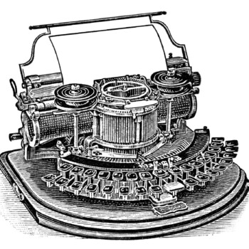 antique typewriter, black and white clipart, old magazine ad, vintage office clipart, Hammond typewriter illustration