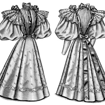 Edwardian fashion illustration, Victorian ladies fashion clip art, vintage dress image, black and white clip art, antique ladies costume printable