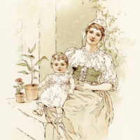 Alice Wheaton Adams, Little Bo Peep, mother and child illustration, vintage storybook image, baby clipart